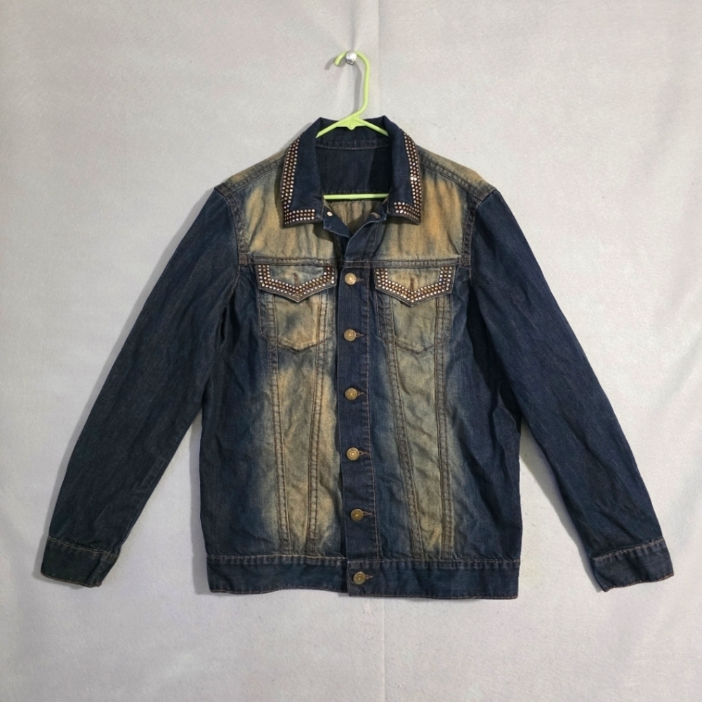Robin's Jean Womens Rhinestone Studded Embroidered Denim Jacket USA Size Large